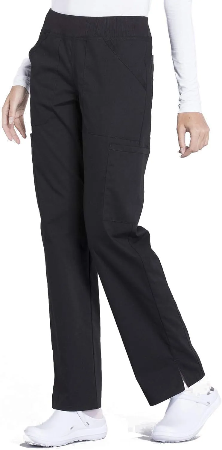 Cherokee Women's Scrub Pants Mid Rise Straight Leg Pull-on Cargo Pant with 6 Pockets & 2-Way Stretch Fabric - WW170