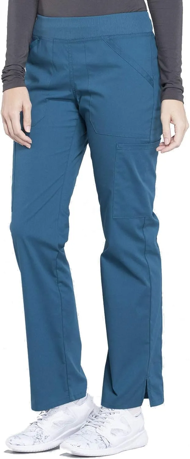 Cherokee Women's Scrub Pants Mid Rise Straight Leg Pull-on Cargo Pant with 6 Pockets & 2-Way Stretch Fabric - WW170
