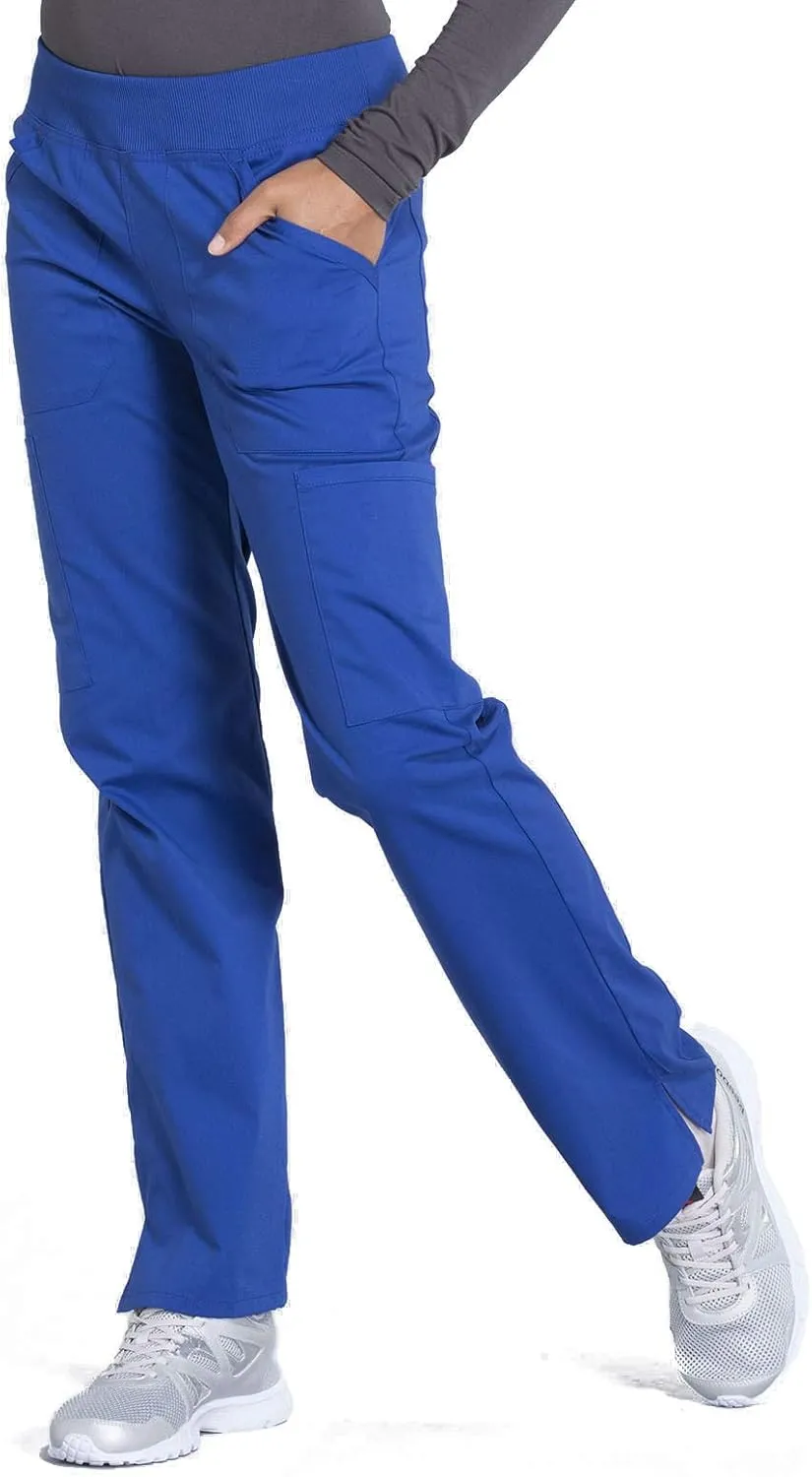 Cherokee Women's Scrub Pants Mid Rise Straight Leg Pull-on Cargo Pant with 6 Pockets & 2-Way Stretch Fabric - WW170