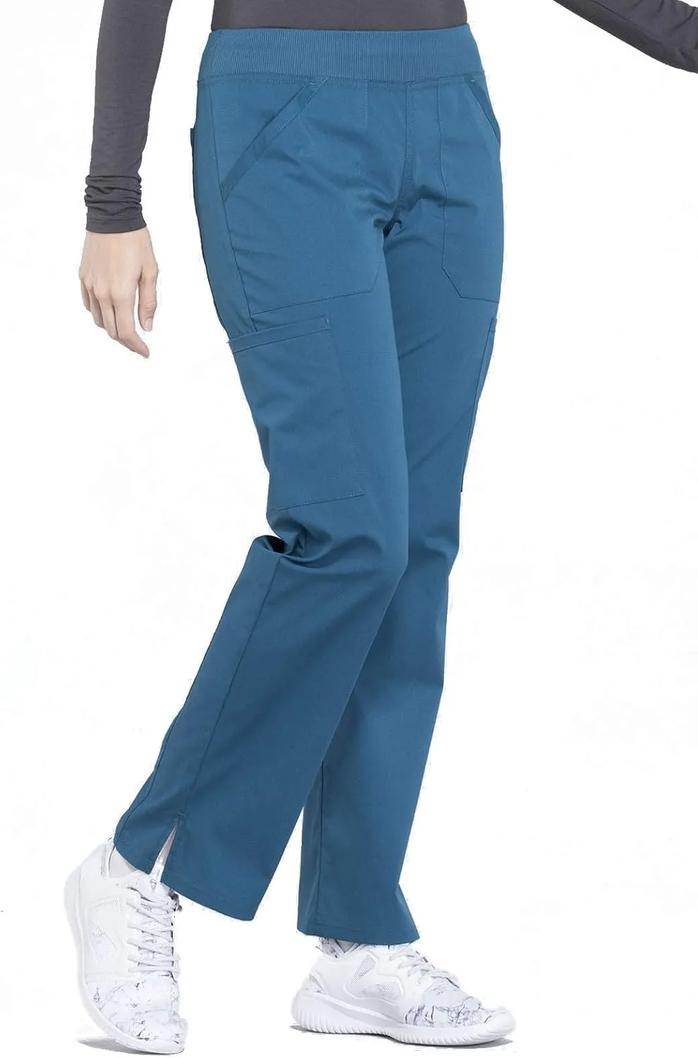 Cherokee Women's Scrub Pants Mid Rise Straight Leg Pull-on Cargo Pant with 6 Pockets & 2-Way Stretch Fabric - WW170