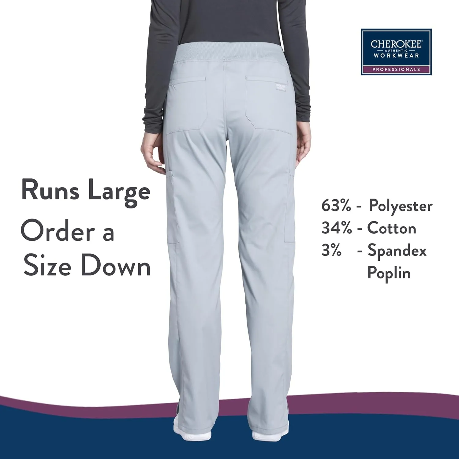 Cherokee Women's Scrub Pants Mid Rise Straight Leg Pull-on Cargo Pant with 6 Pockets & 2-Way Stretch Fabric - WW170