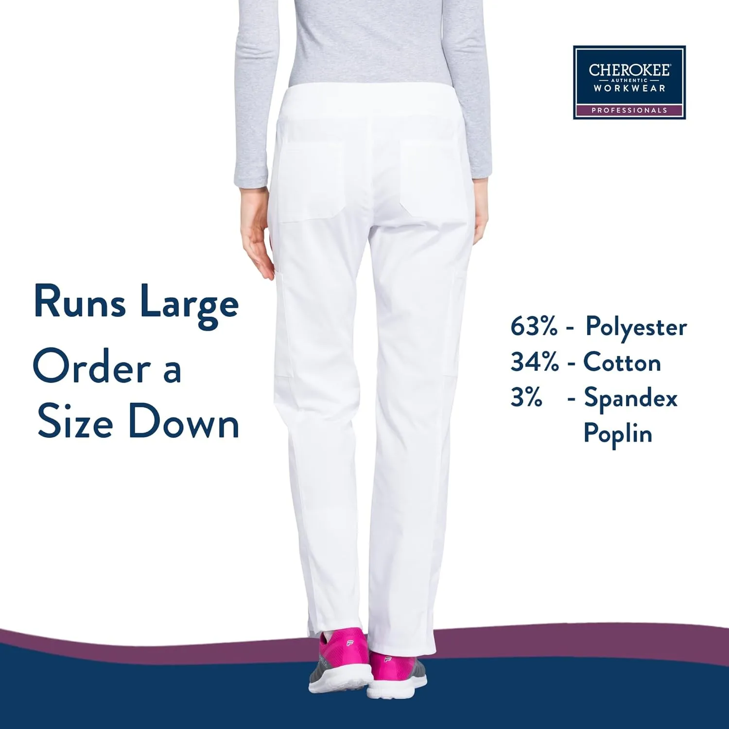 Cherokee Women's Scrub Pants Mid Rise Straight Leg Pull-on Cargo Pant with 6 Pockets & 2-Way Stretch Fabric - WW170