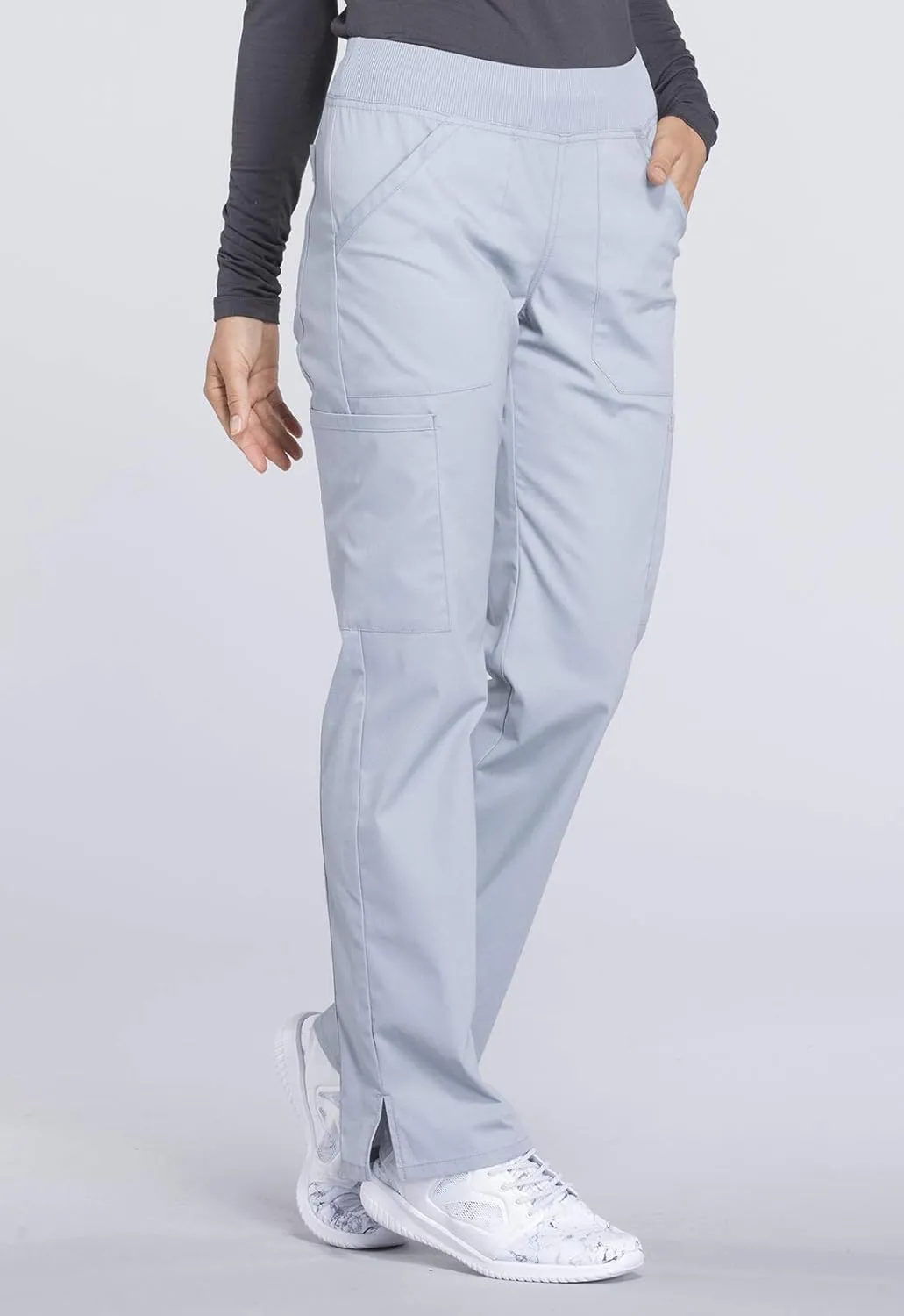 Cherokee Women's Scrub Pants Mid Rise Straight Leg Pull-on Cargo Pant with 6 Pockets & 2-Way Stretch Fabric - WW170