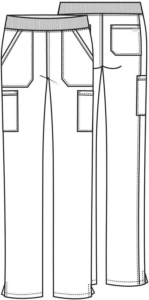 Cherokee Women's Scrub Pants Mid Rise Straight Leg Pull-on Cargo Pant with 6 Pockets & 2-Way Stretch Fabric - WW170
