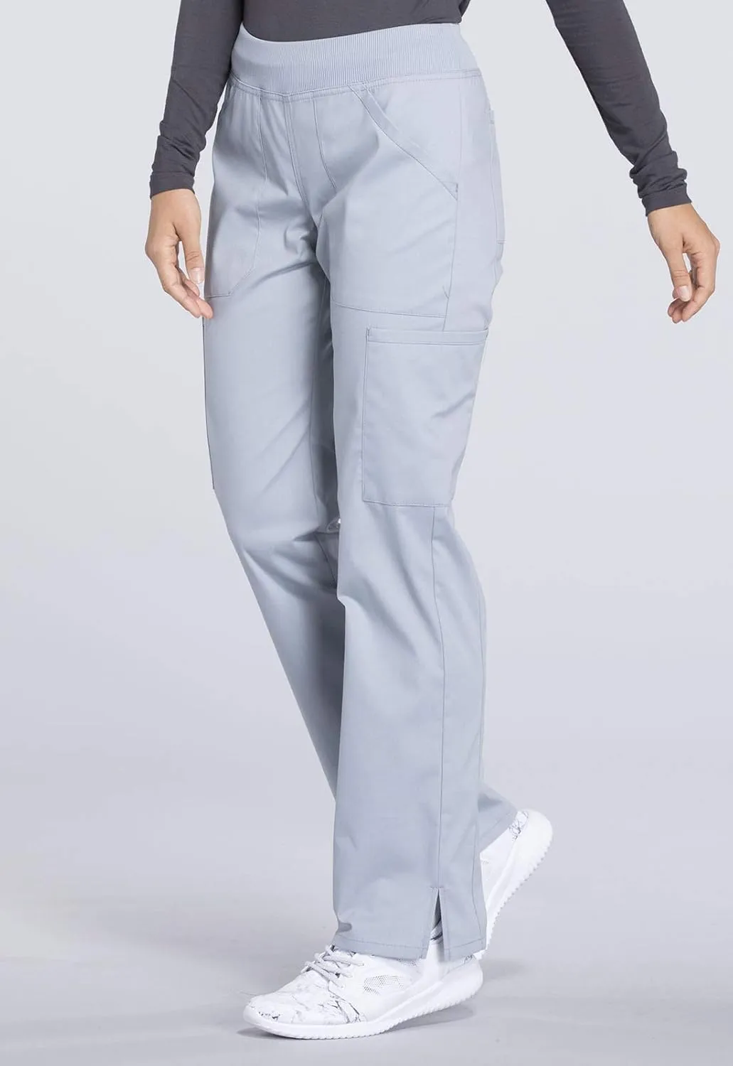 Cherokee Women's Scrub Pants Mid Rise Straight Leg Pull-on Cargo Pant with 6 Pockets & 2-Way Stretch Fabric - WW170