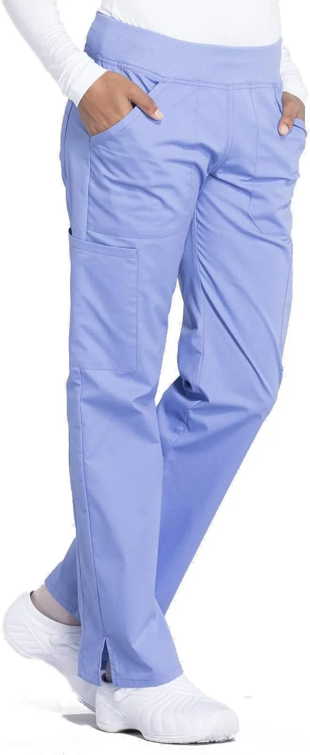 Cherokee Women's Scrub Pants Mid Rise Straight Leg Pull-on Cargo Pant with 6 Pockets & 2-Way Stretch Fabric - WW170