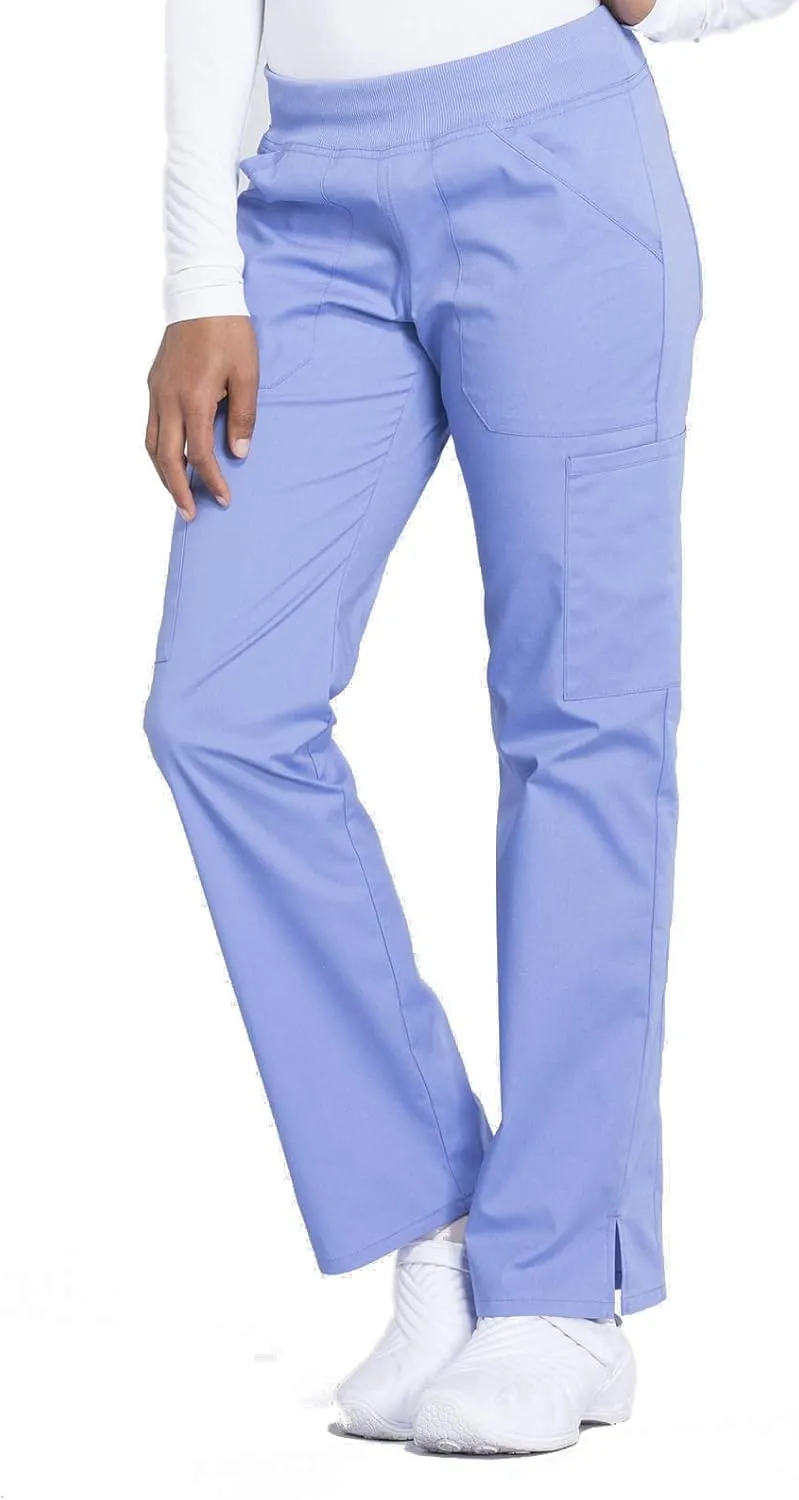 Cherokee Women's Scrub Pants Mid Rise Straight Leg Pull-on Cargo Pant with 6 Pockets & 2-Way Stretch Fabric - WW170