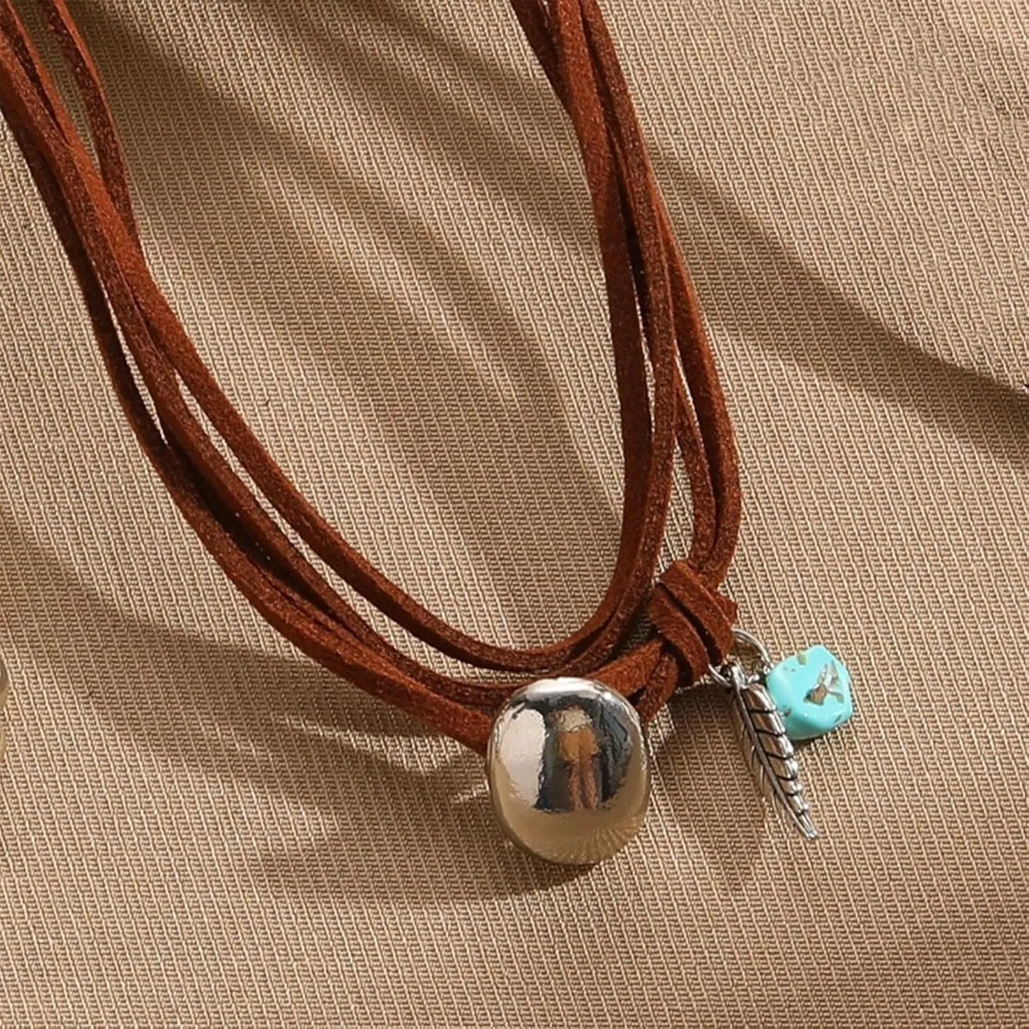 Choistily Boho Necklace Jewelry Western Outfit for Women Western Turquoise Jewelry Leather Necklace Accessories Summer Beach Essentials