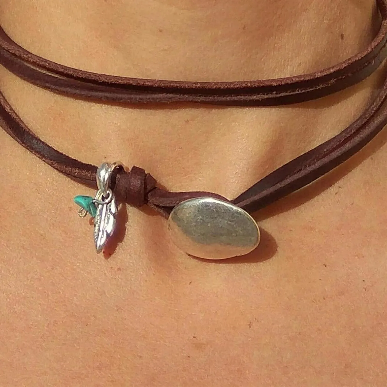 Choistily Boho Necklace Jewelry Western Outfit for Women Western Turquoise Jewelry Leather Necklace Accessories Summer Beach Essentials