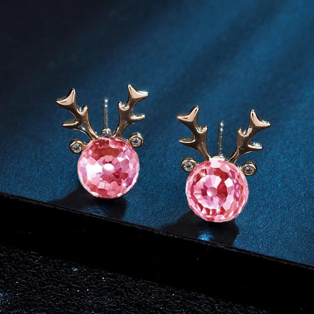Christmas Earrings for Women Reindeer Earrings Austrian Crystal Stud Earrings Hypoallergenic Christmas Jewelry Holiday Jewelry Gift