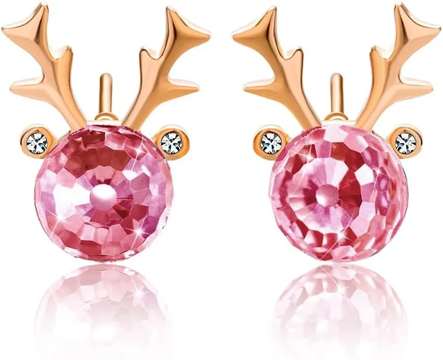 Christmas Earrings for Women Reindeer Earrings Austrian Crystal Stud Earrings Hypoallergenic Christmas Jewelry Holiday Jewelry Gift
