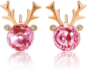 Christmas Earrings for Women Reindeer Earrings Austrian Crystal Stud Earrings Hypoallergenic Christmas Jewelry Holiday Jewelry Gift