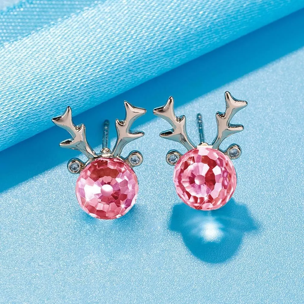 Christmas Earrings for Women Reindeer Earrings Austrian Crystal Stud Earrings Hypoallergenic Christmas Jewelry Holiday Jewelry Gift