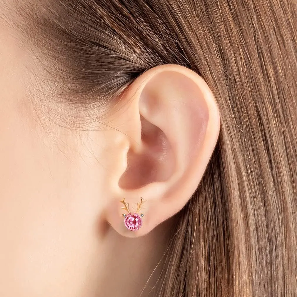Christmas Earrings for Women Reindeer Earrings Austrian Crystal Stud Earrings Hypoallergenic Christmas Jewelry Holiday Jewelry Gift