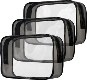 Clear Toiletry Bag, 3 Pack Clear Makeup Bag, Clear Travel Bags for Toiletries, Clear Toiletry Bags for Traveling, Clear Cosmetic Bag, Quart Size Travel Bag Tsa Approved, Clear Makeup Bags With Zipper