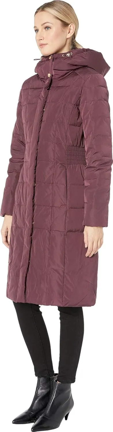 Cole Haan Women's Knee Length Hooded Quilted Down Coat