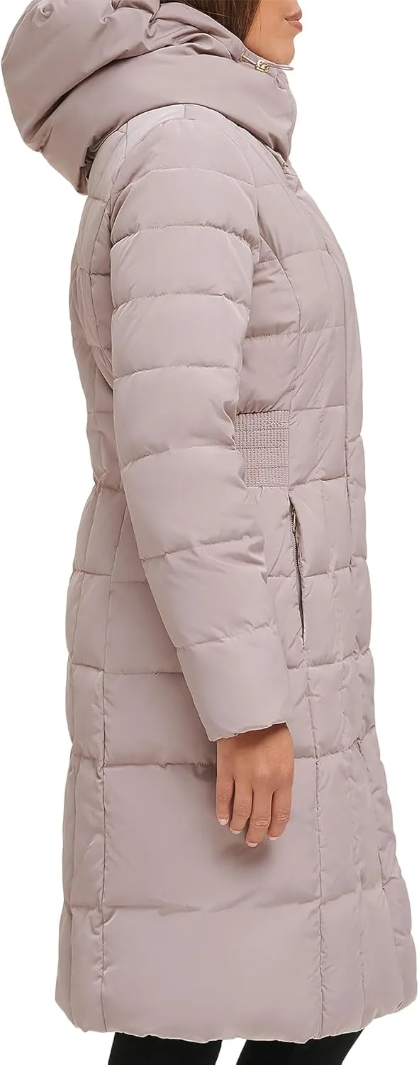 Cole Haan Women's Knee Length Hooded Quilted Down Coat