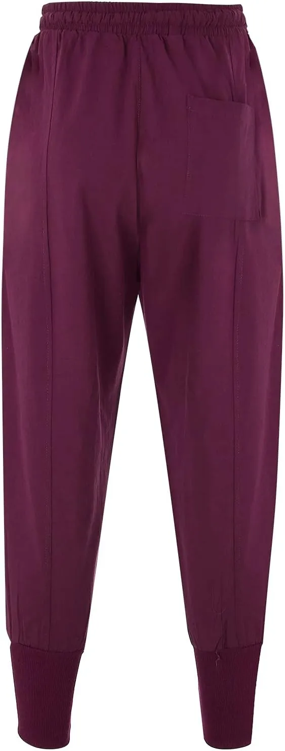 Cotton Linen Harem Pants for Men Elastic Waist Drawstring Drop Crotch Trousers Loose Fit Beach Yoga Pants with Pockets