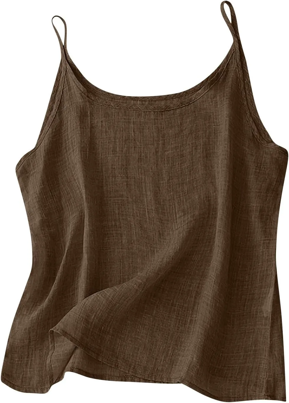 Cotton Linen Tank Top for Women Sleeveless Spaghetti Strap Camisole Summer Beach Vacation Tops Casual Travel Clothes