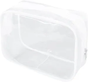 CREATCABIN 3Pcs Clear Makeup Bags Large Travel Bags Zipper Portable Multi-functional Organizer Bag Toiletry Storage Bags Plastic Cosmetic Pouch Waterproof for Airport Airline Compliant 6.8x2.3x4.7inch