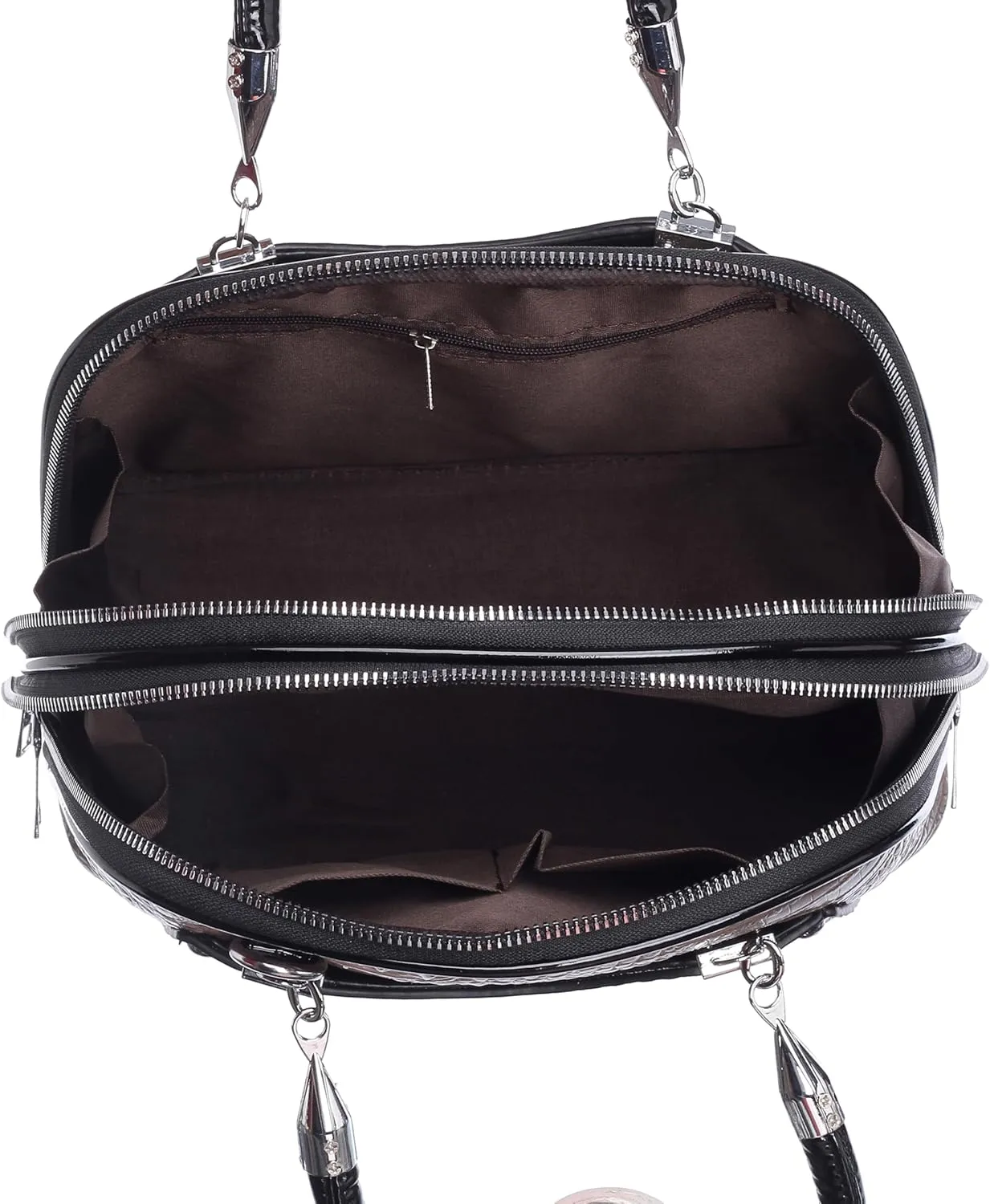 Crocodile Embossed Structured Handbag for Women  Elegant Top Handle Purse with Detachable Shoulder Strap