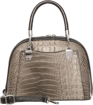 Crocodile Embossed Structured Handbag for Women  Elegant Top Handle Purse with Detachable Shoulder Strap