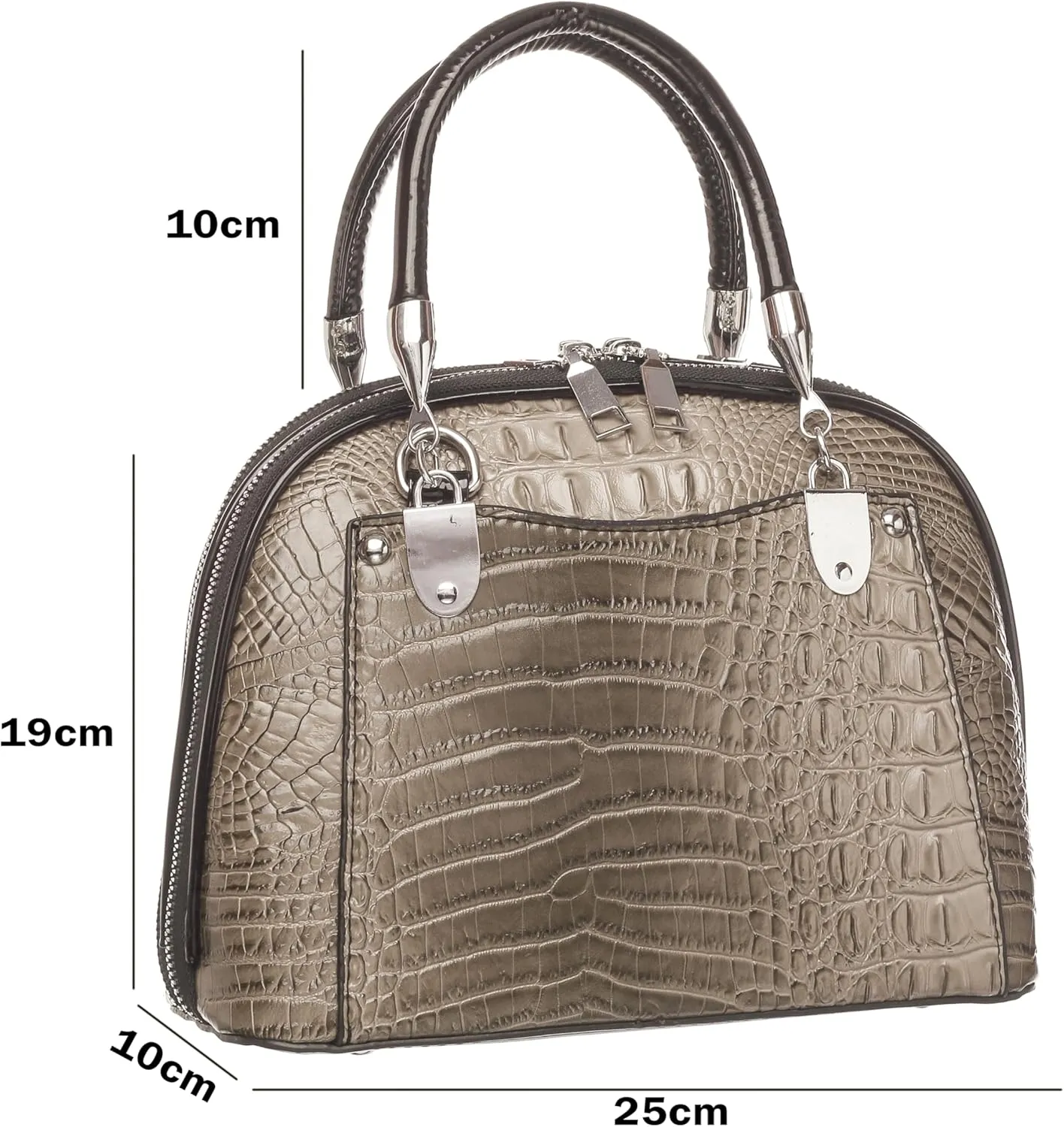 Crocodile Embossed Structured Handbag for Women  Elegant Top Handle Purse with Detachable Shoulder Strap