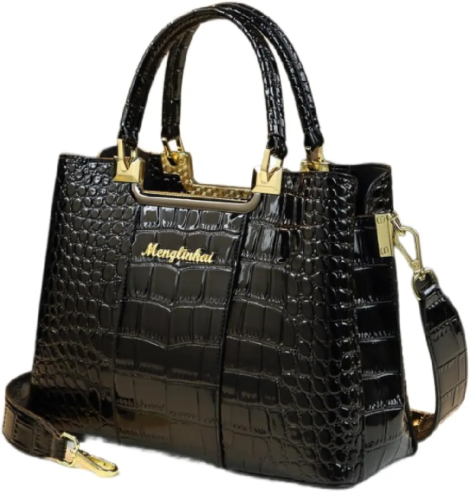 Crocodile Pattern Leather Women's Bag Top-Handle Satchel Handbags Mom Purses Portable Tote Bag Shoulder Messenger Bags