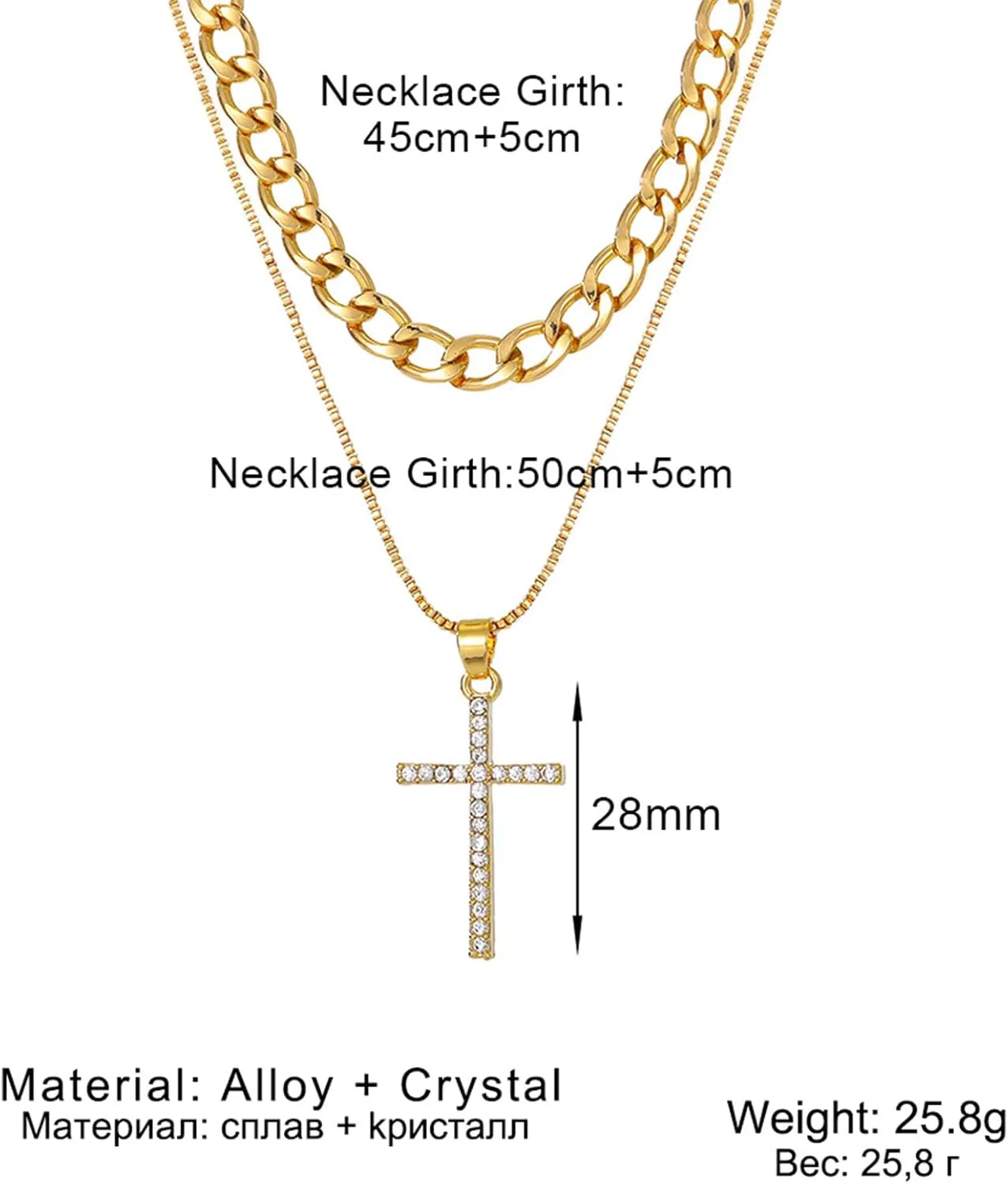 Cross Necklace for Women Men Baptism Gifts Dainty Gold Plated Cross Necklace Layered Gold Cross Necklace Cross Pendant Necklace Gold Paperclip Snake Chain Necklace Trendy Gold Jewelry Gifts