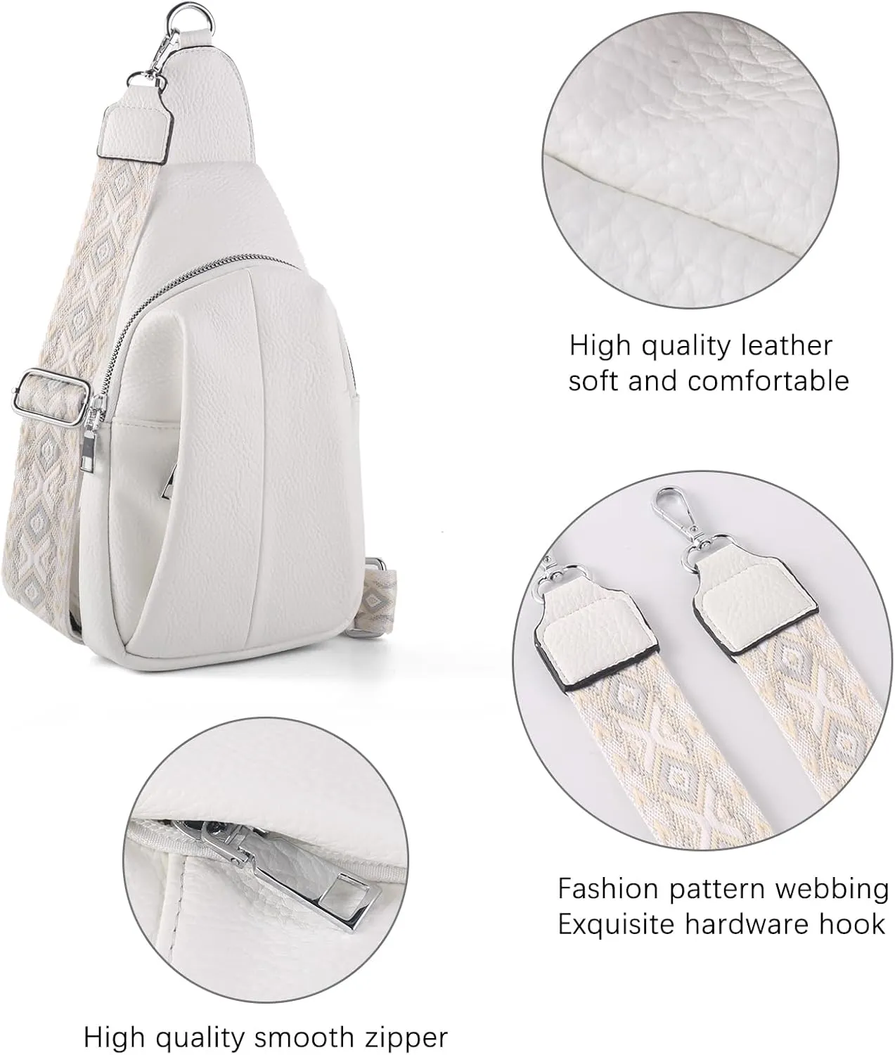 Crossbody Bags for Women,Sling Bag for Women,Fanny Packs Chest Bag for Work Travel Leather Sling Backpack