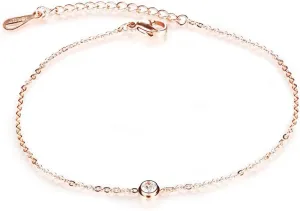 Cubic Zirconia Anklet Foot Jewelry Rose Gold Color Anklet Bracelet Chain Stainless Steel Anklets Women Jewelry