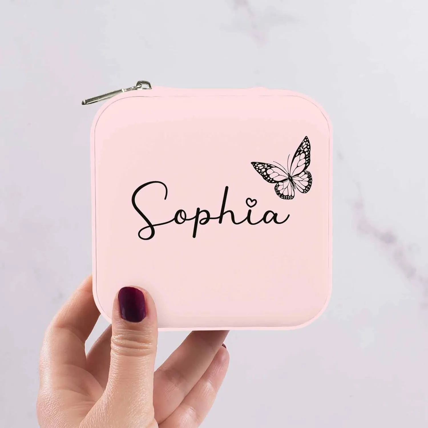 Custom Jewelry Boxes & Organizers for Women, Customize Name with Butterfly Travel Jewelry Case Personalized Jewelry Storage Box Earring Holder for Sister Bridesmaid Her Teenage Girl Gifts Idea