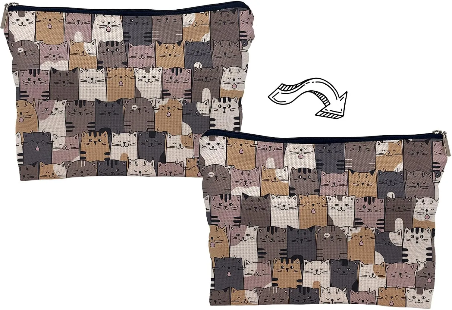 Cute Cat Makeup Bag - Cosmetic Bag for Purse, Cat Lovers Gift