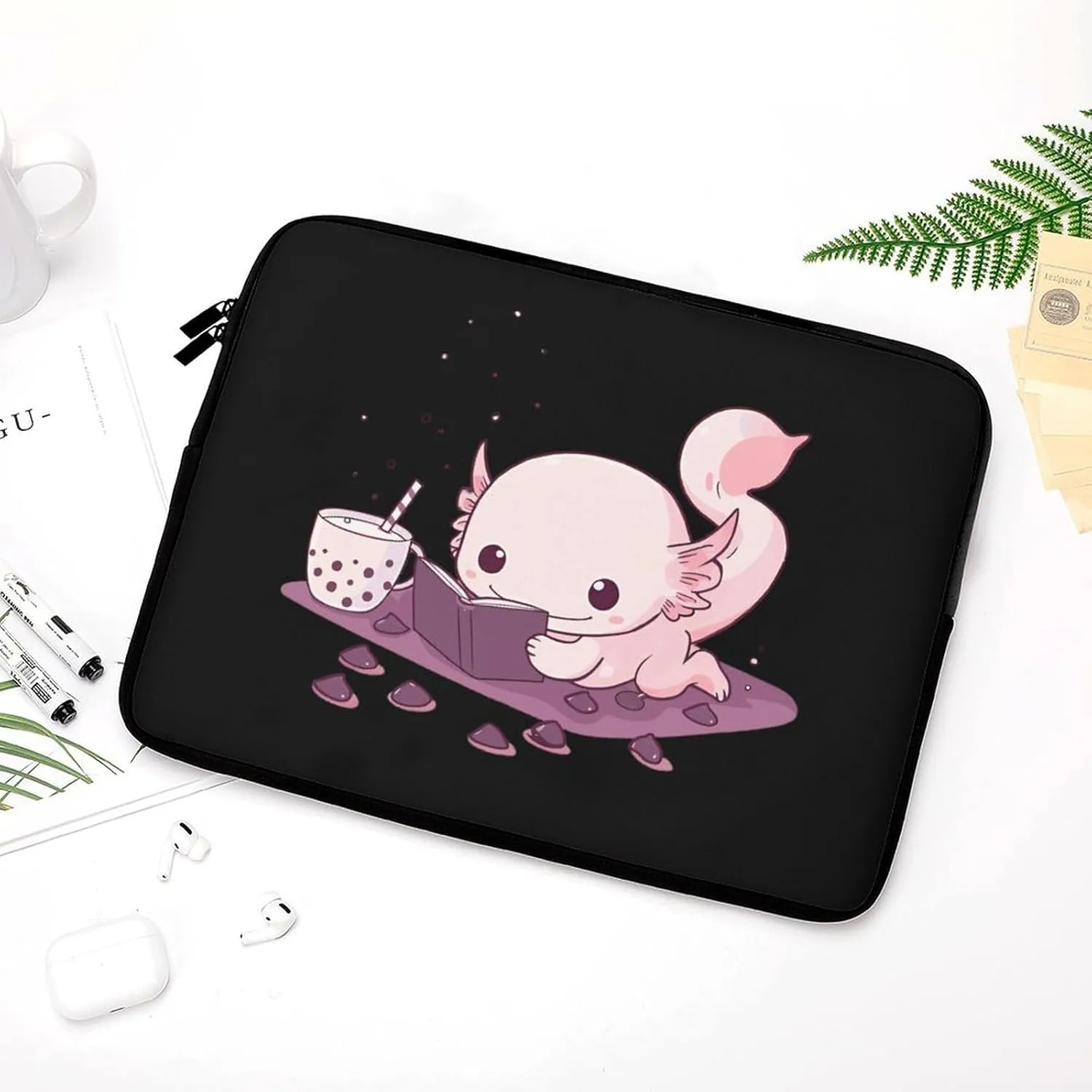 Cute Relaxed Axolotl Personalized Laptop Bag Business Casual Laptop Cases Slim Computer Bag Briefcase