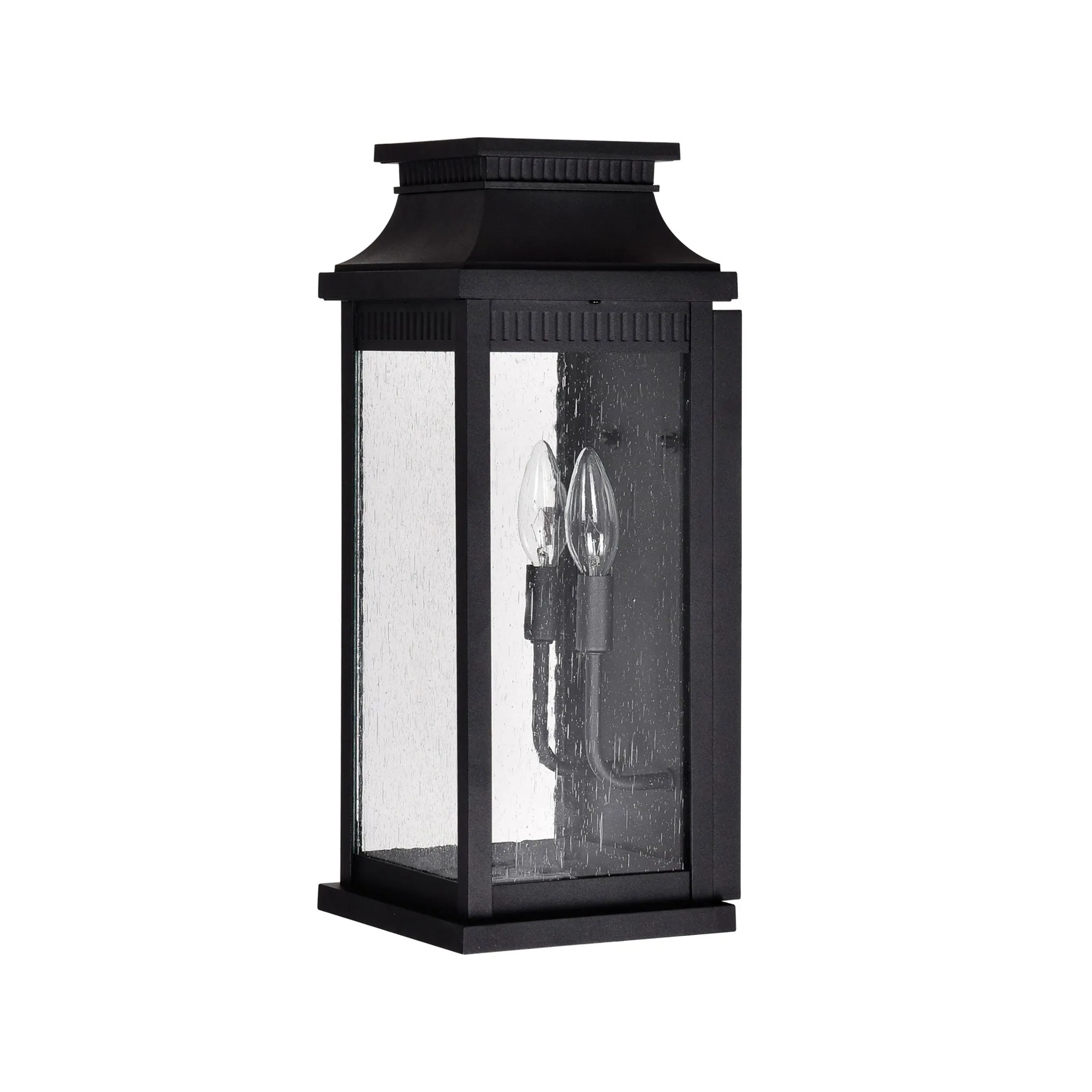 CWI Lighting Milford 2-Light Outdoor Black Wall Lantern