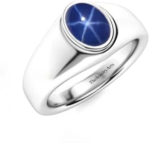 Dainty Star Sapphire Engagement Ring, Sterling Silver Jewelry, Blue Lindy Star Sapphire Gemstone Jewelry For Her