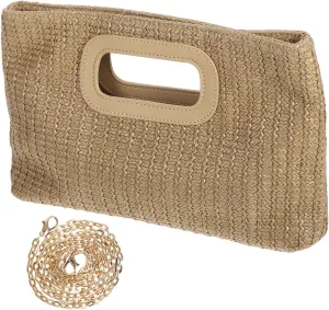 Detachable Chain Grass Woven Clutch for Woven Crossbody Bag Practical Handbag for Daily