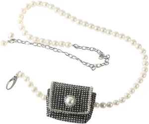Didiseaon Stylish Pearl Chain Bag Lipstick Bag Outdoor Mini Pouch Waistband Pouch