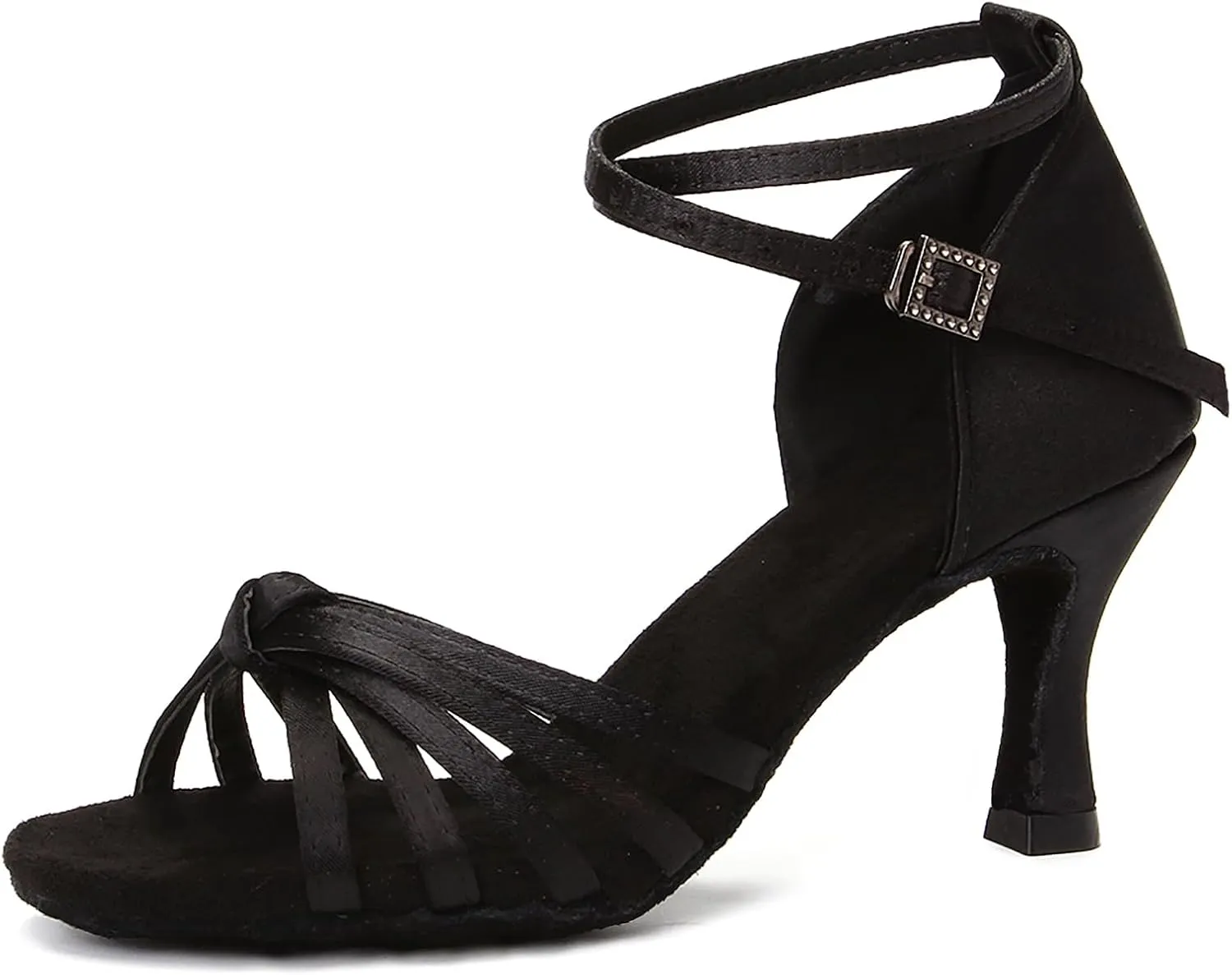 DKZSYIM Women's Satin Latin Dance Shoes Professional Ballroom Salsa Practice Performance Dancing Shoes,Model 217