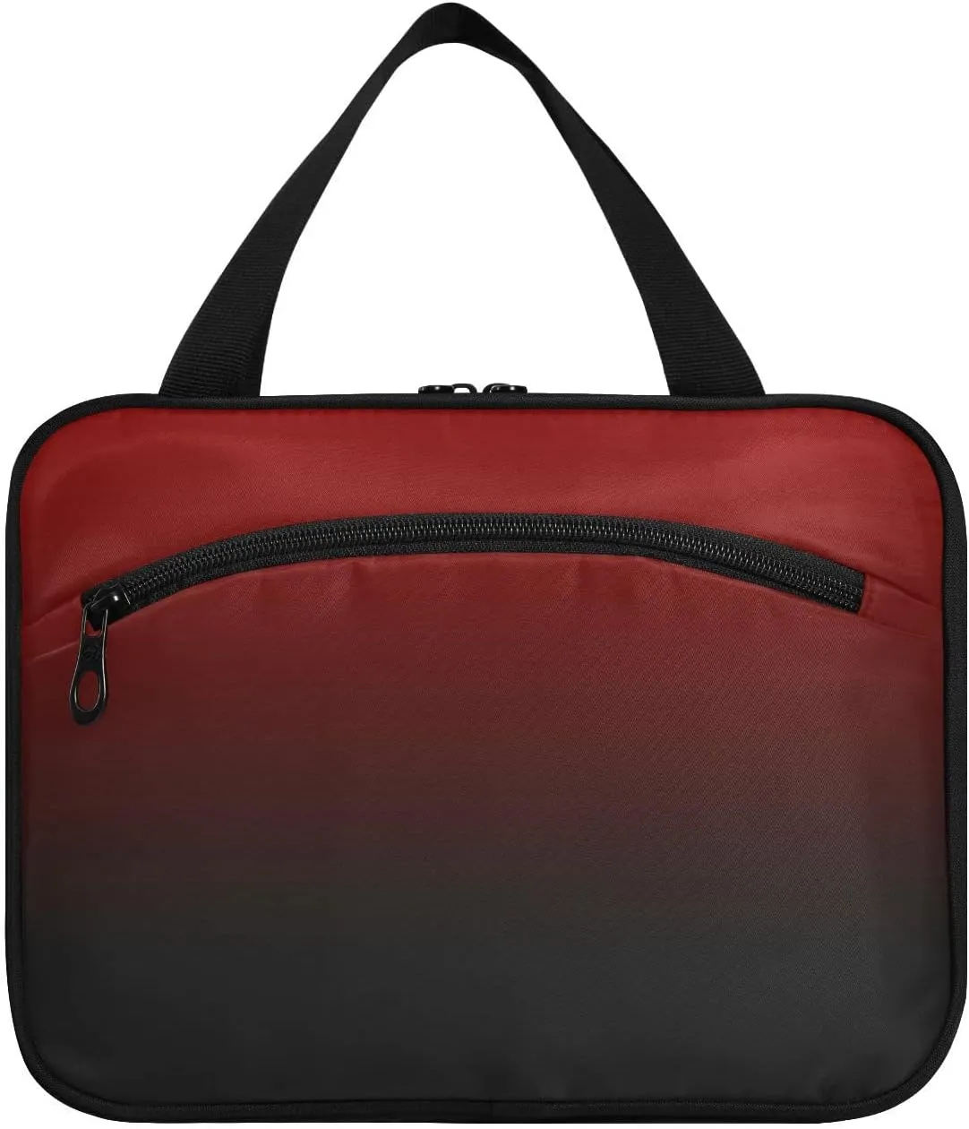 DOMIKING Black Red Gradient Hanging Toiletry Bag Portable Cosmetic Bags Travel Makeup Organizers Holders for Men Women Brushes Accessories Shampoo Medium