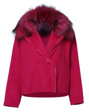 Double Breasted Bomber in Fuchsia