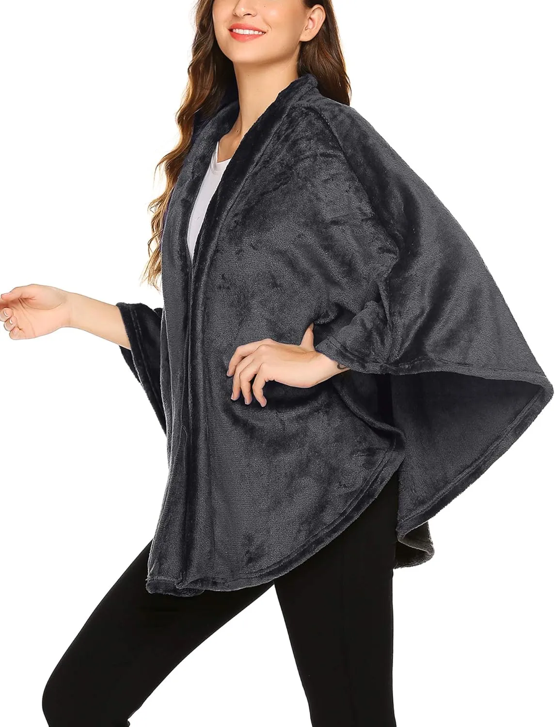Ekouaer Flannel Faux Poncho for Women Lightweigh Blanket Warm TV Shawl Winter Coat Sweater Cape
