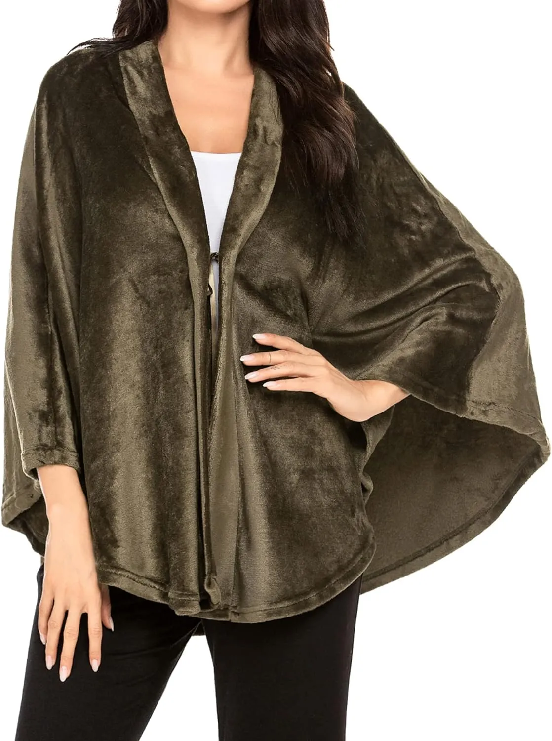Ekouaer Flannel Faux Poncho for Women Lightweigh Blanket Warm TV Shawl Winter Coat Sweater Cape