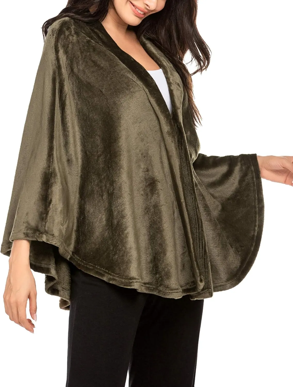 Ekouaer Flannel Faux Poncho for Women Lightweigh Blanket Warm TV Shawl Winter Coat Sweater Cape