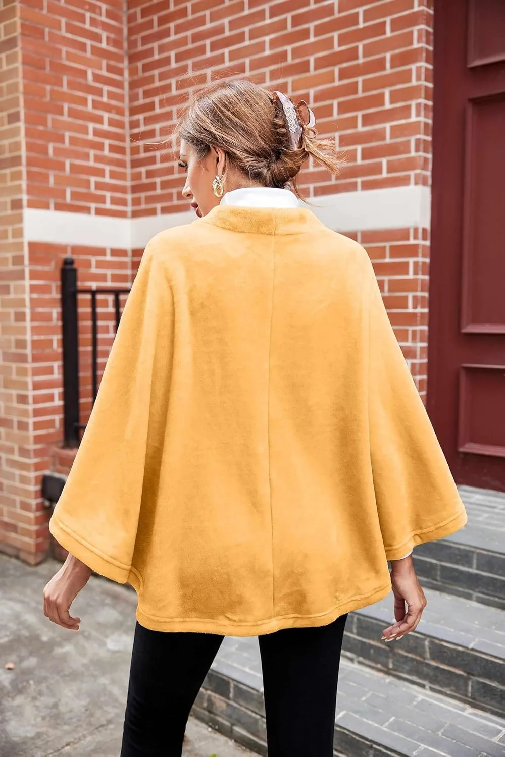 Ekouaer Flannel Faux Poncho for Women Lightweigh Blanket Warm TV Shawl Winter Coat Sweater Cape