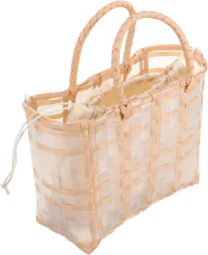 Elegant Plastic Braided Bag Women's Tote Straw Beach Bag Interior Compartment for Travel Daily Use