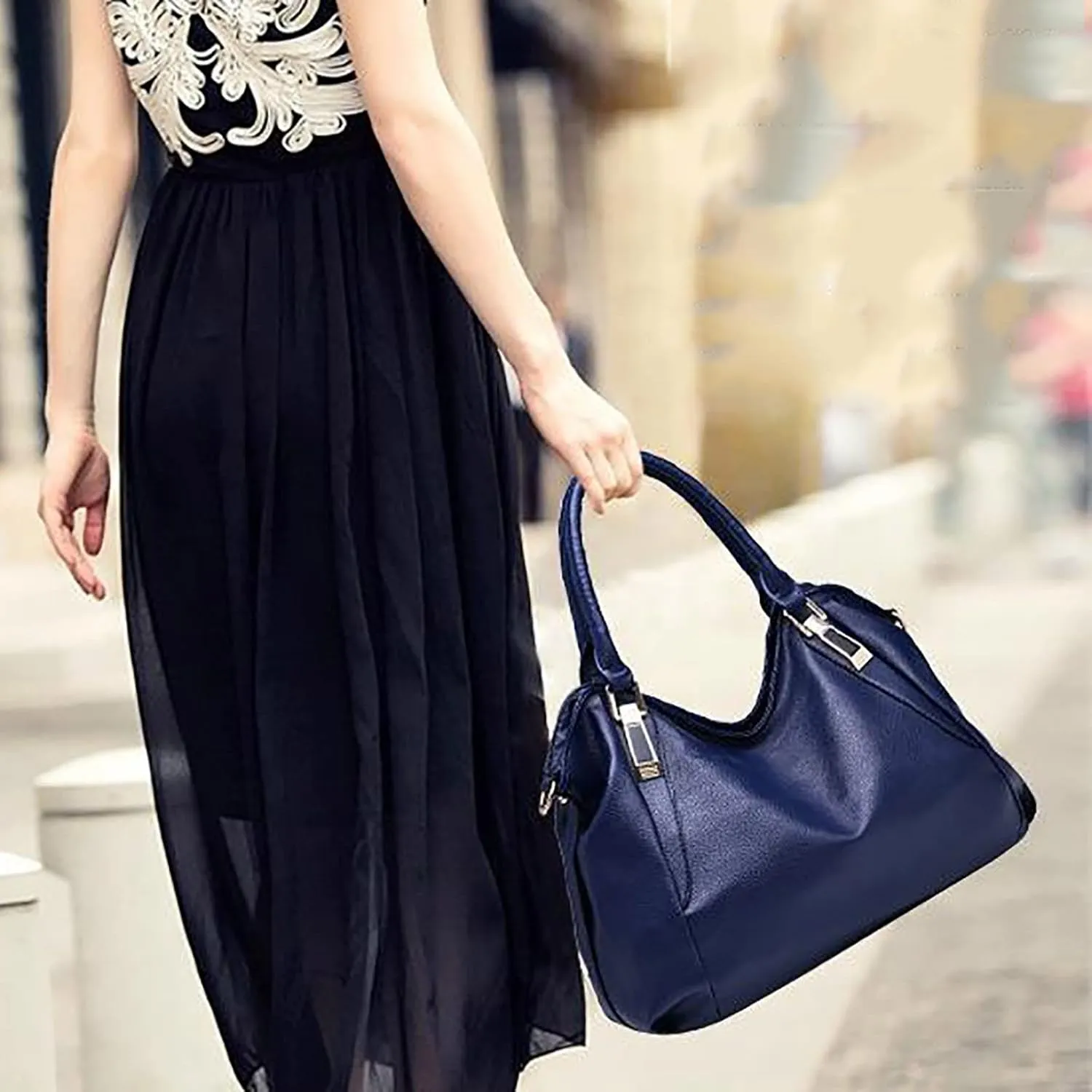Elegant Tote Handbag for Women - Ladies Purse Satchel Shoulder Bag - Underarm Leather Dumplings Bag