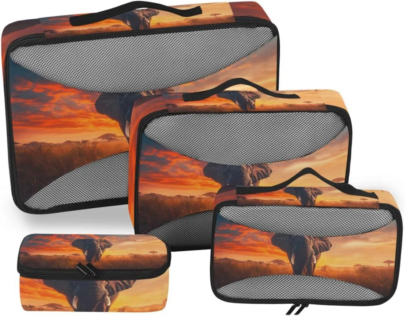 Elephant Elephant Packing Cube Set of 4, Wide Zipper Opening Handle Luggage Organizers Travel Accessories for Organizing Clothing in Suitcases
