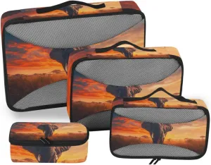 Elephant Elephant Packing Cube Set of 4, Wide Zipper Opening Handle Luggage Organizers Travel Accessories for Organizing Clothing in Suitcases