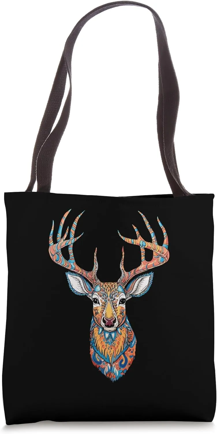 Elk Head Face for Buck Deer Hunters Tote Bag